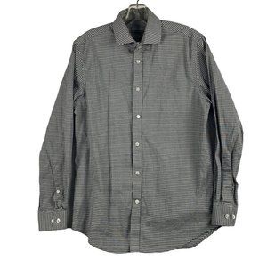 Michael Kors Dress Shirt‎ Mens 15-15.5 32/33 Slim Fit Stretch Grey White Check
